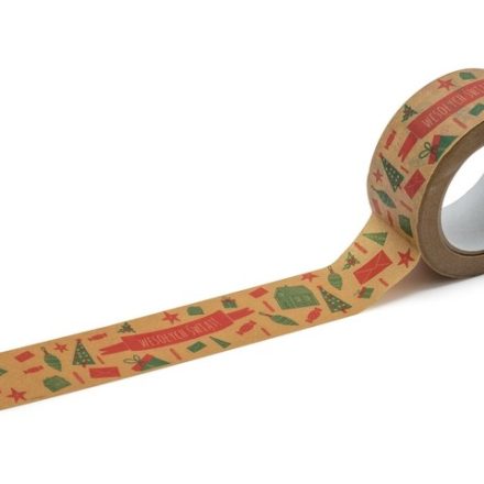 Vánoční papír páska Veselé Vánoce se vzory 48 mm x 50 m
