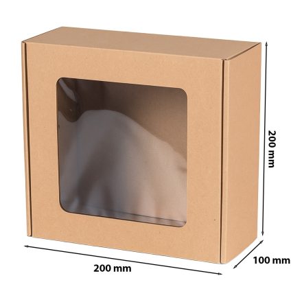 Módní box s oknem 200x200x100mm hnědá EKO