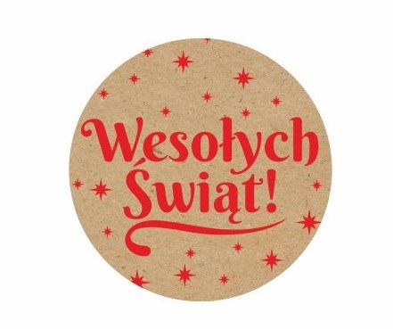 Vánoční nálepky kolem fi 30 mm Veselé Vánoce. 200 ks