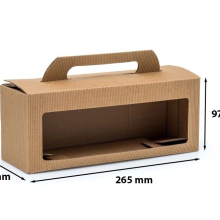 Krabička pro 3 sklenice 0,35 l s oknem 265x87x97mm chromovaná hnědá