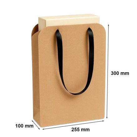 Dárkový sáček z vlnité lepenky 255x100x300 mm se stuhou
