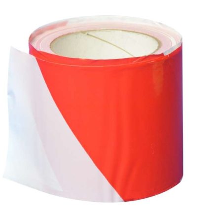 Varovací páska BHP červená bílá 100 mm x 100 m nelepení