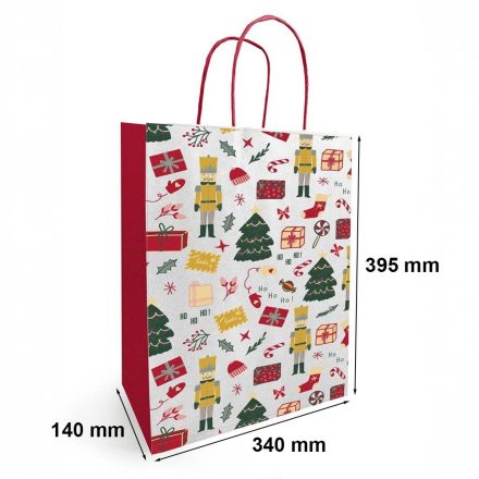 Vánoční taška s potiskem NOELLA červená bílá 340x140x395 mm