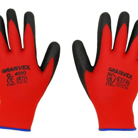 Nylon ochranné rukavice potažené latexem 9- L hnědá.