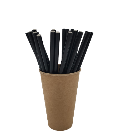 Papírové slámky, biologicky rozložitelné černé 8x210 mm pro nápoje 250 ks