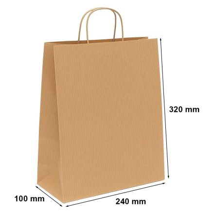 Papírové sáčky bronzové rýhy 240x100x320 mm s rukojetí