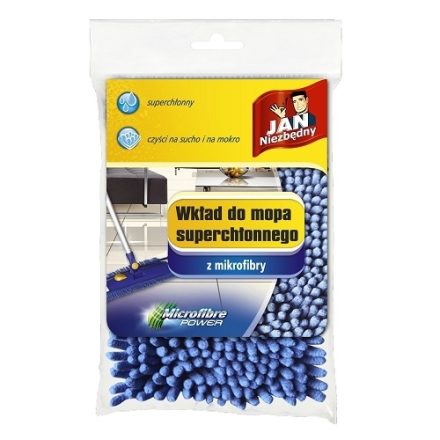 Modrá náhradní zásobní vložka na plochý mop Jan Potřebný s mikrovláknem