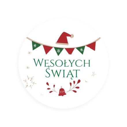 Kolem Vánoc White nálepky 40 mm Veselé Vánoce v Garlandu. 200ks