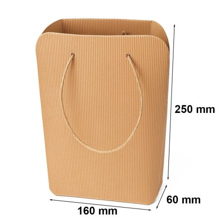 Sáček EKO z vlnité hnědé lepenky 160x60x250 mm, papírový řetězec