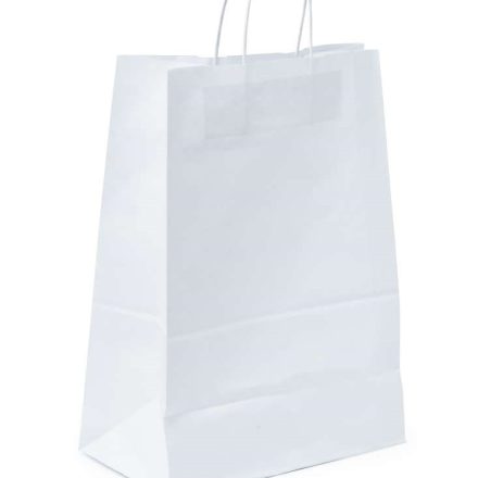 Papírové tašky 240x100x360 mm Bílá žebra se zkroucenou rukojetí
