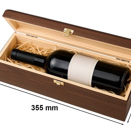 Dřevěná dárková krabička na víno K-981 EX bronz s náplní