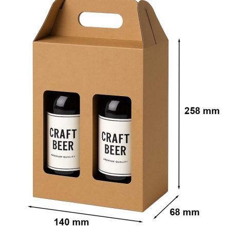Kartónová krabička s oknem a rukojetí 140x68x258mm kj 2 pivo F217