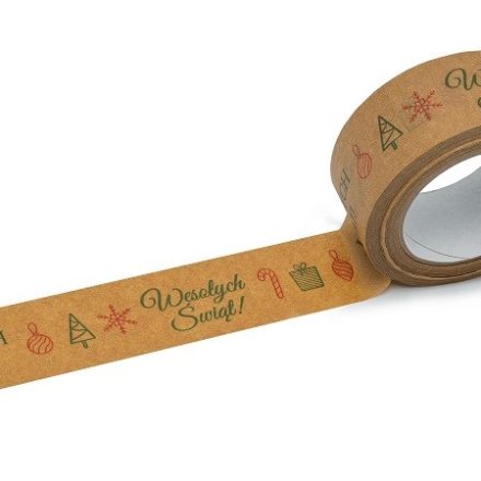 Vánoční papírová páska zelená Veselé Vánoce 48mm/50m na dárky