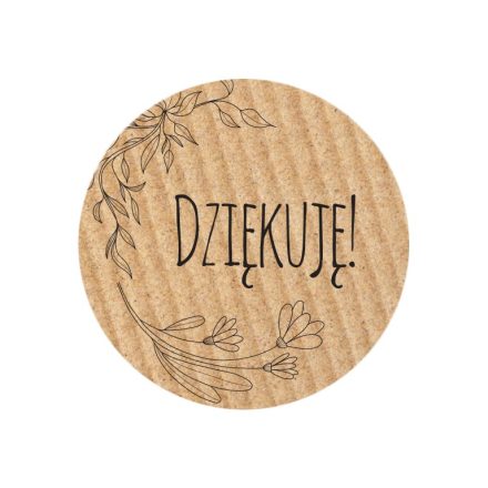 Kulaté samolepky kraft fi 35 mm Děkuji. 1, štítky 200 ks