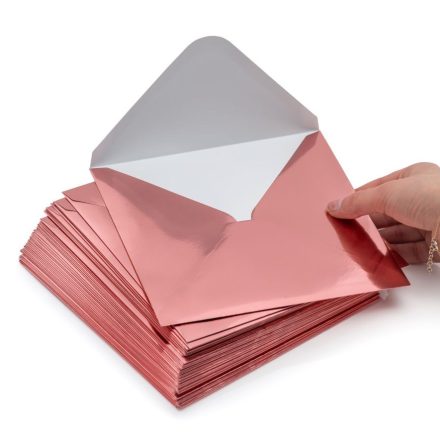 K4 dekorativní čtvercové obálky kovové růžové 120 gsm 50 ks