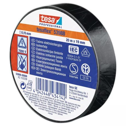 Černá elektrická izolační páska TESA PVC 19mm x 20m pro kabely